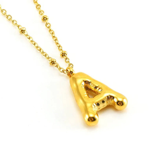 Balloon Letter Necklace - Gold