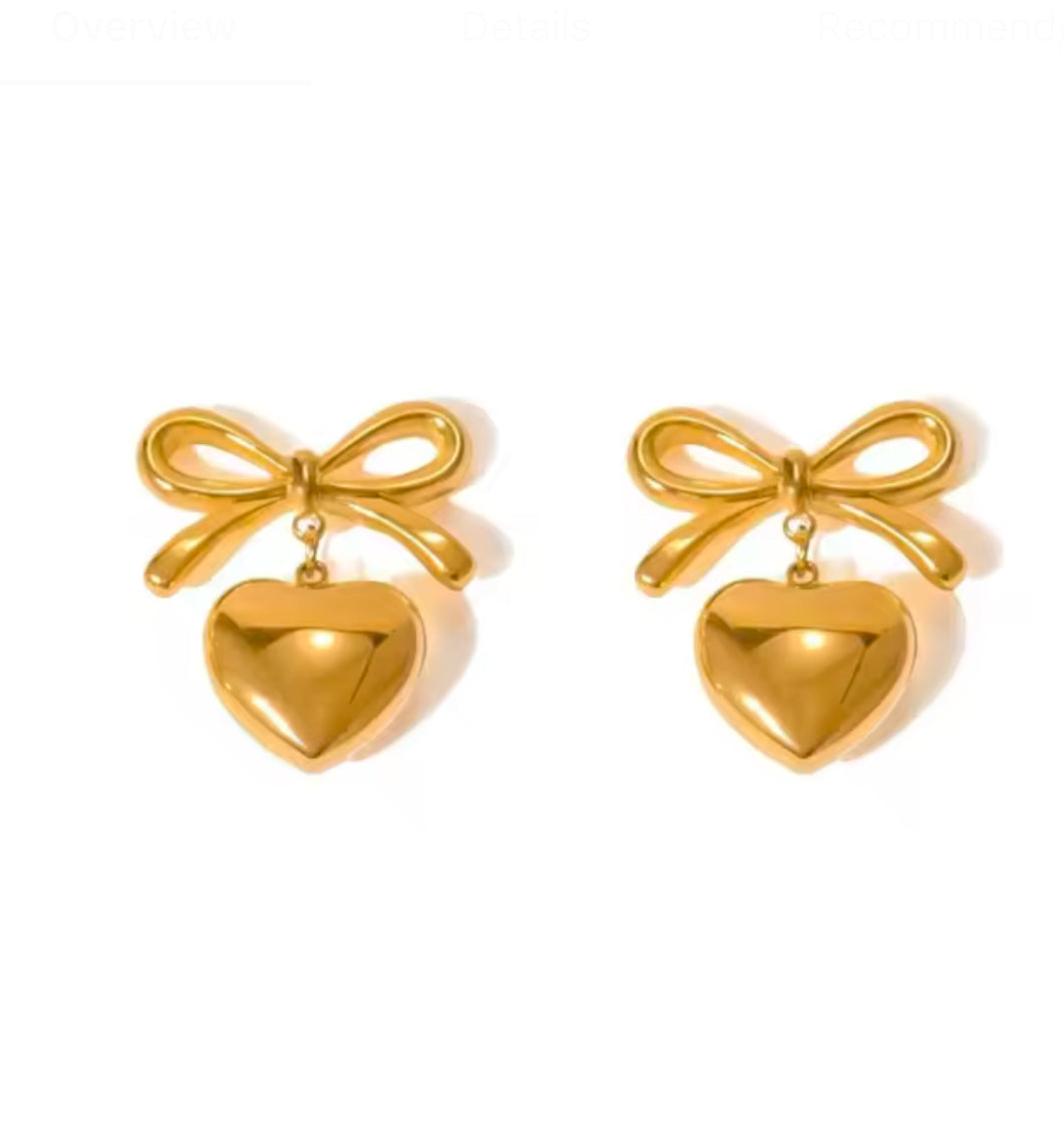 Frankie Heart Bow Earrings